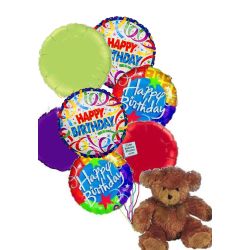 Balloon Bouquet with Teddy Bear